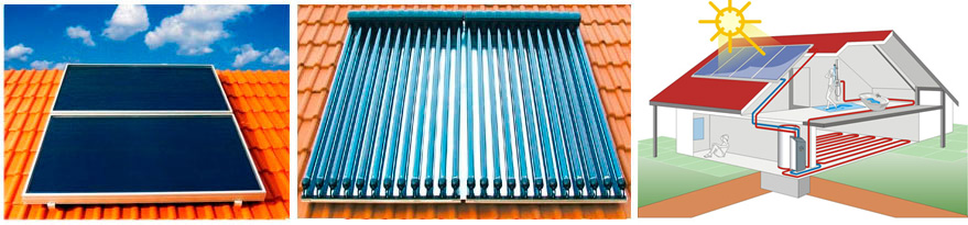 Solvis flat plate, evacuated tube solar thermal collectors and the solar heating system SolvisMax