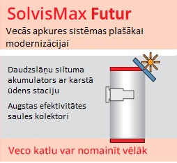 Apkures sistēma SolvisMax Futur ar saules kolektoriem
